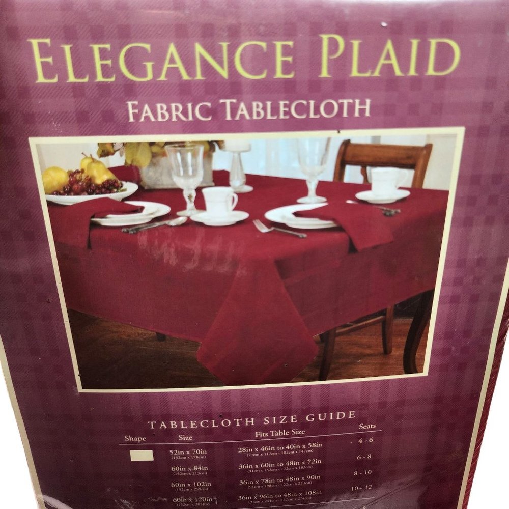 Set of 2 Burgundy 60x120 Oblong Fabric Decorative Tablecloths NWT
